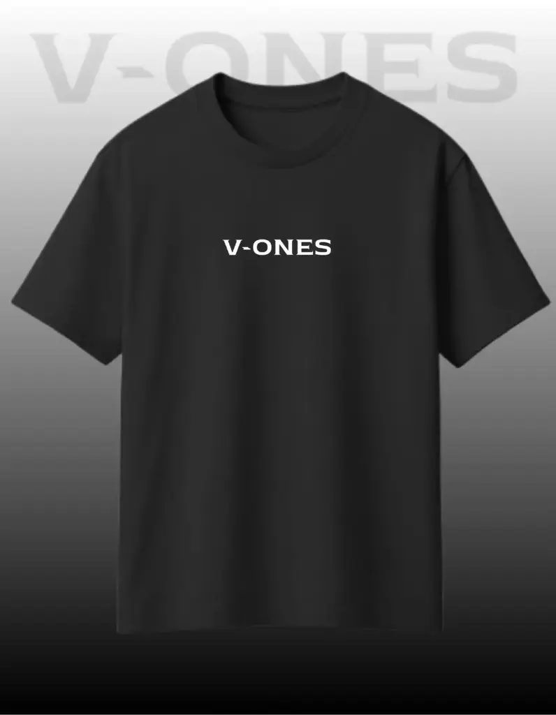 V-ONES PRINTED BLACK OVERSIZED TSHIRT ON V-ONES