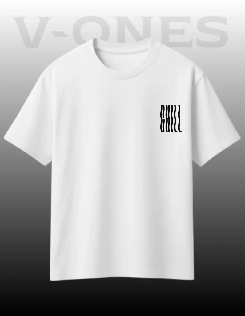 CHILL PRINTED OVERSIZED T-SHIRT ON V-ONES.