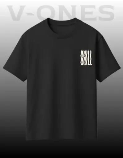 CHILL PRINTED OVERSIZED T-SHIRT ON V-ONES.